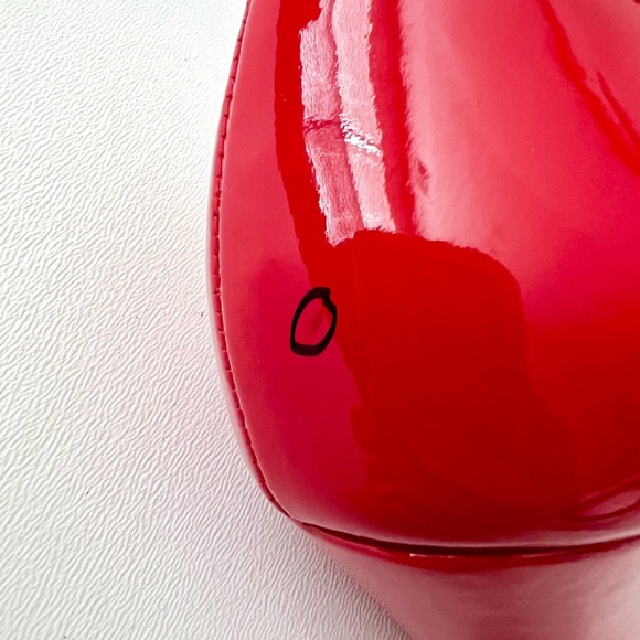 GUCCI | Red Patent Leather GG Logo Peep Toe Wedge Pumps Heels Shoes Size 6 US - Picture 7 of 15